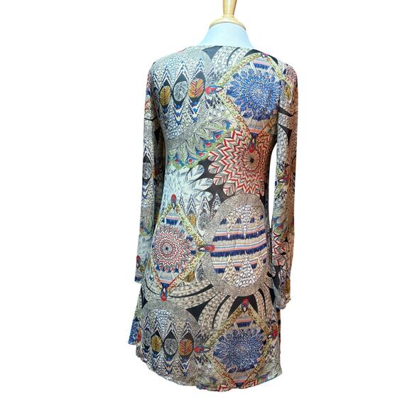 Entro Size Small Multi Patterned Long Sleeve Dress - Picture 2 of 8